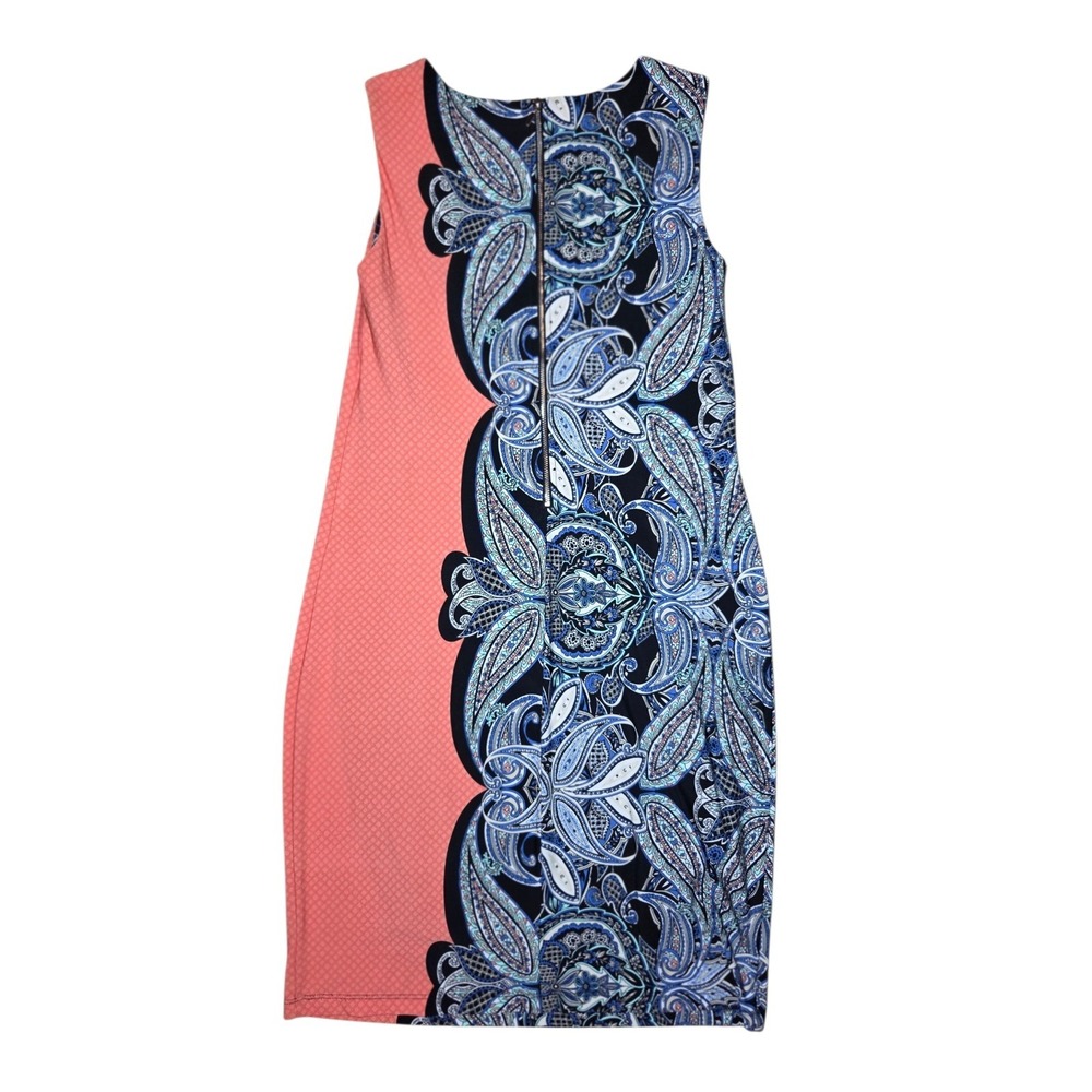 Rafaella Studio Paisley Coral Sleeveless Knee Length/Midi‎ Stretch Dress M - Picture 4 of 7